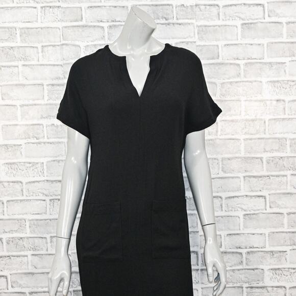 APIECE APART Women's V-neck cap sleeve Dress Black wool blend size 2 - Picture 8 of 11